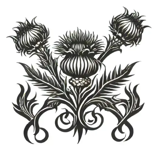 Scottish thistle intertwined tattoo design idea