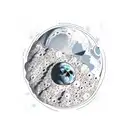 man in hoodie laying on the moon  tattoo design idea