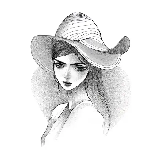 woman with sombrero tattoo design idea