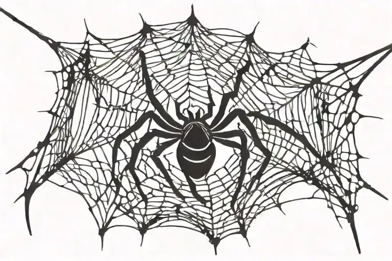 Spiderweb with a spider hanging from it from a string of web tattoo design idea