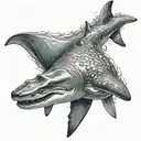 hammerhead shark swimming tattoo design idea