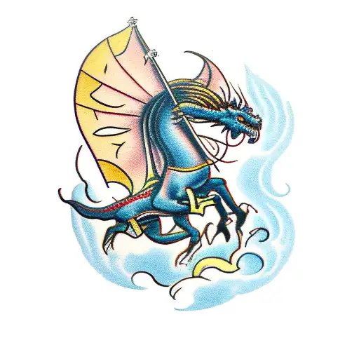 Saint George killing dragon tattoo design idea