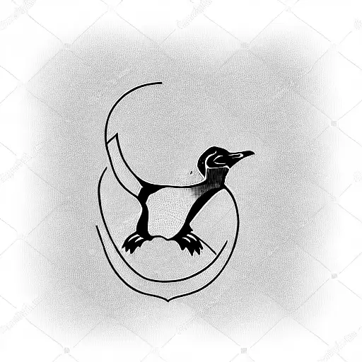 penguin technology stencil tattoo design idea