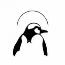 penguin facing front stencil tattoo design idea