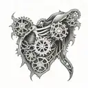 ripped open rib cage with gears inside  tattoo design idea