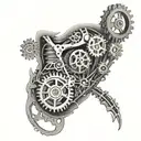 ripped open rib cage with gears inside  tattoo design idea