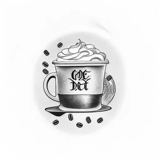 coffee bean with date of birth tattoo design idea