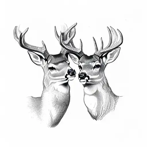 deer family tattoo design idea
