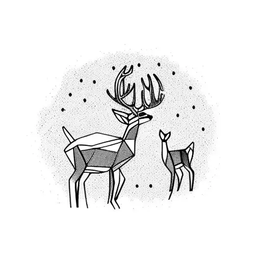 deer family tattoo design idea