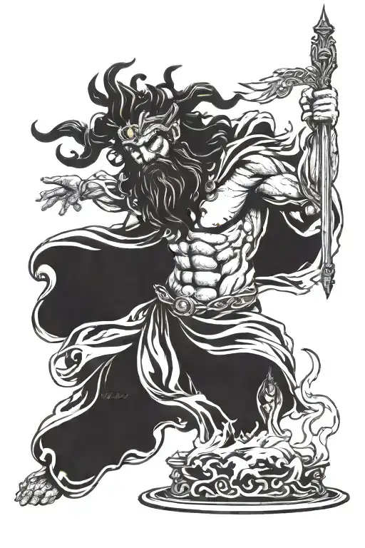 scary zeus god tattoo design idea