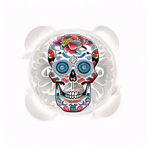 calavera con reloj de arena  tattoo design idea