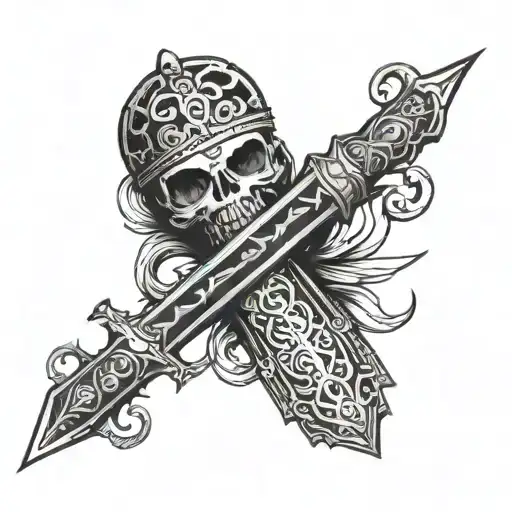 veni Vidi Vici with roman sword wrapped tattoo design idea