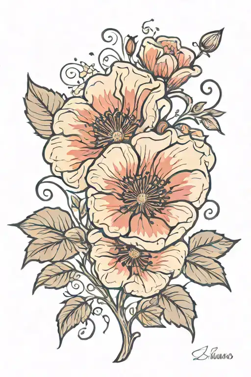 Camino poppy flower tattoo design idea
