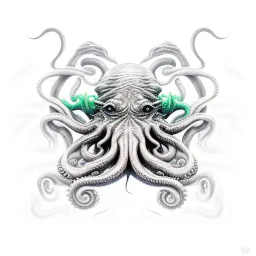 cthulhu's tentacles reach out of the mist tattoo design idea