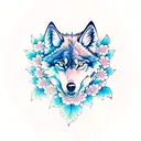 three headed wolf with sakura flower background tattoo design idea