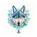 three headed wolf with sakura flower background tattoo design idea
