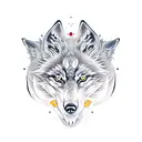 three headed wolf with sakura flower background tattoo design idea