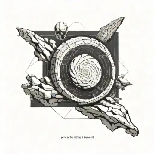 myth of sisyphus , with fibonacci's spiral on the rock tattoo design idea