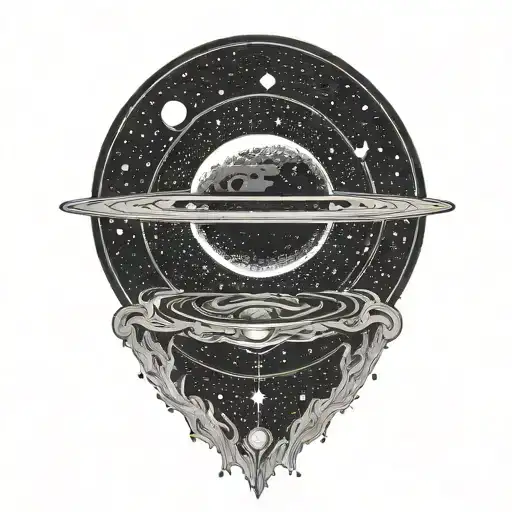 saturn milky way tattoo design idea