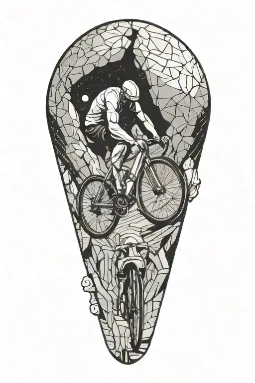 myth of King Sisyphus pushing a boulder uphill road biking tattoo design idea