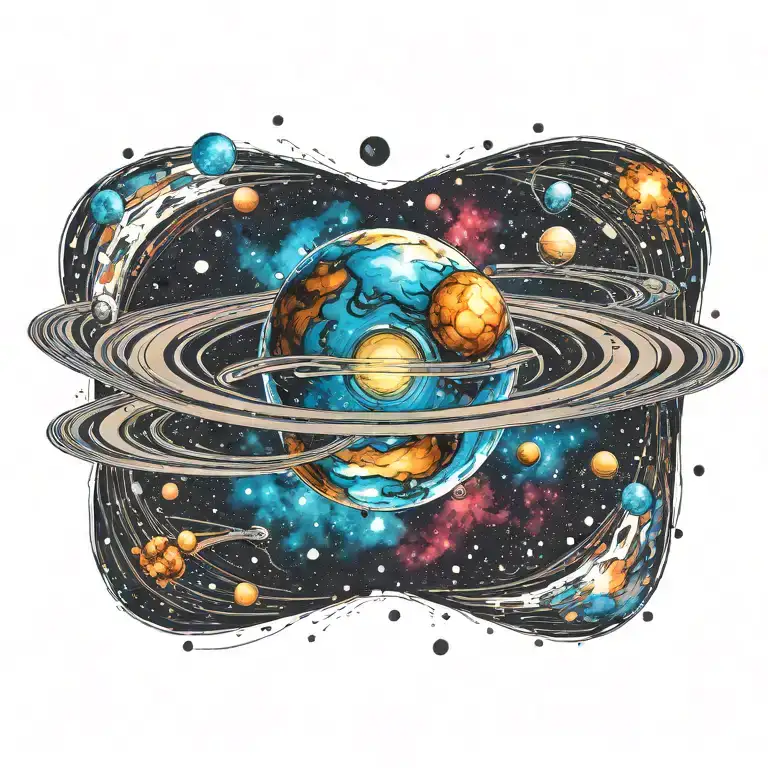 saturn milky way tattoo design idea