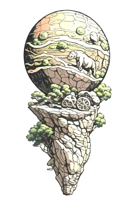 sissyphus pushing the boulder, with fibonacci's sequence  in the boulder tattoo design idea