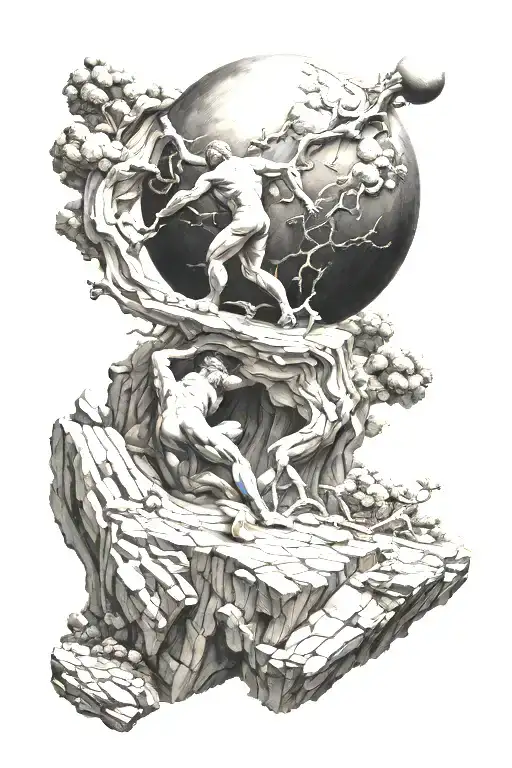 myth of sisyphus tattoo design idea