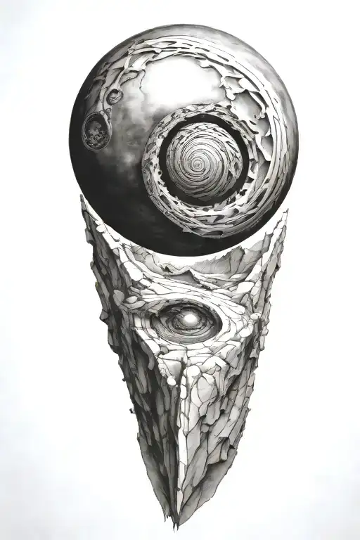 myth of sisyphus, fibonacci spiral galaxy tattoo design idea