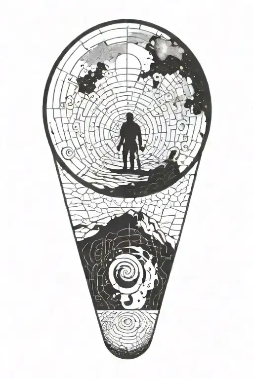 myth of sisyphus , with fibonacci's spiral galaxy tattoo design idea