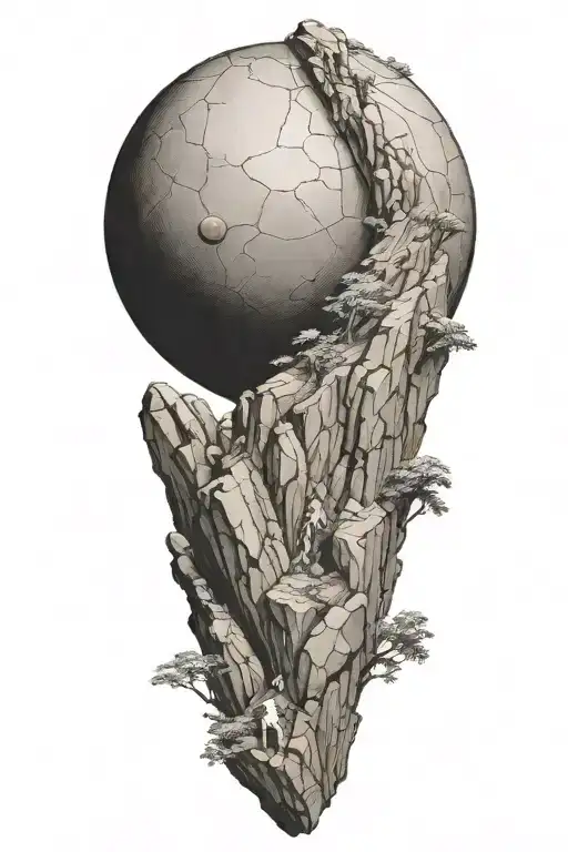 myth of sisyphus pushing a rock uphill , fibonacci spiral graph  tattoo design idea