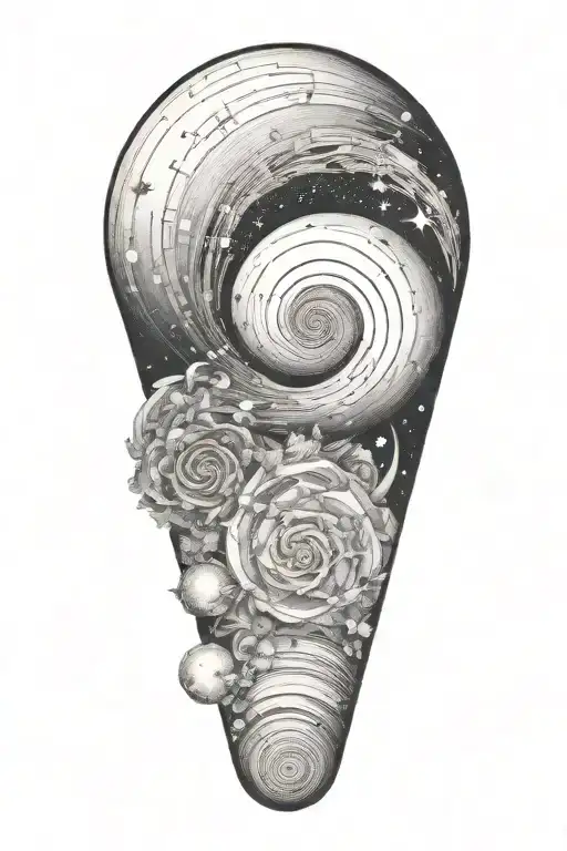 fibonacci spiral galaxy filled with stars tattoo design idea