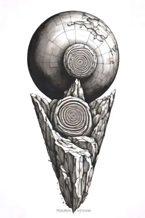  fibonacci graph forming the shape of sisyphus boulder  tattoo design idea