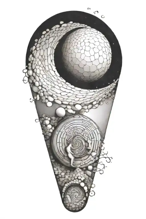 fibonacci spiral and myth of sisyphus pushing a rock tattoo design idea