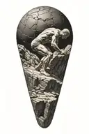 myth of sisyphus pushing a rock with golden ratio graph tattoo design idea