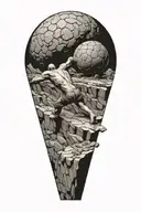 myth of sisyphus pushing a rock with golden ratio graph tattoo design idea