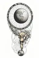 sisyphus myth and fibonacci sequence combined together tattoo design idea