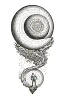 sisyphus myth and fibonacci sequence combined together tattoo design idea