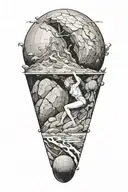 sissyphus pushing the boulder, with fibonacci's sequence  in the boulder tattoo design idea