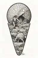 sissyphus pushing the boulder, with fibonacci's sequence  in the boulder tattoo design idea