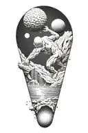 myth of sisyphus pushing a rock inspired tattoo. combined with fibonacci's spiral  tattoo design idea