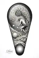 myth of sisyphus pushing a rock inspired tattoo. combined with fibonacci's spiral  tattoo design idea