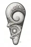 sisyphus and  fibonacci spiral galaxy filled with stars tattoo design idea