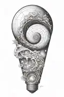 sisyphus and  fibonacci spiral galaxy filled with stars tattoo design idea