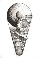 fibonacci graph merging with myth of sisyphus tattoo design idea