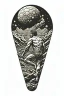 myth of sisyphus pushing a rock. fibonacci spiral tattoo design idea