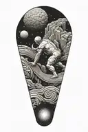 myth of sisyphus pushing a rock. fibonacci spiral tattoo design idea