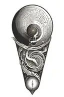 myth of sisyphus pushing a rock inspired tattoo with fibonacci spiral graph tattoo design idea