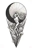 myth of sisyphus pushing a rock inspired tattoo with fibonacci spiral graph tattoo design idea