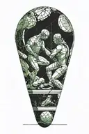 sissyphus pushing the boulder, with fibonacci's sequence  in the boulder tattoo design idea