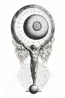 sisyphus myth and fibonacci sequence combined together tattoo design idea